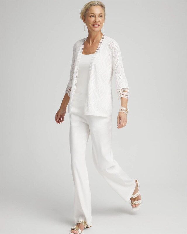Linen Blend Diamond Stitch Cardigan - image 2